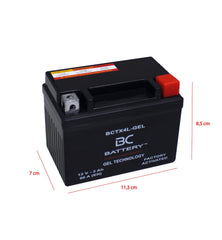 BCTX4L-GEL| Batteria Moto al GEL,YTX4L-BS, 12V, 3 Ah, CCA: 50Amp, 113x70x85mm - BC Battery Italian Official Website