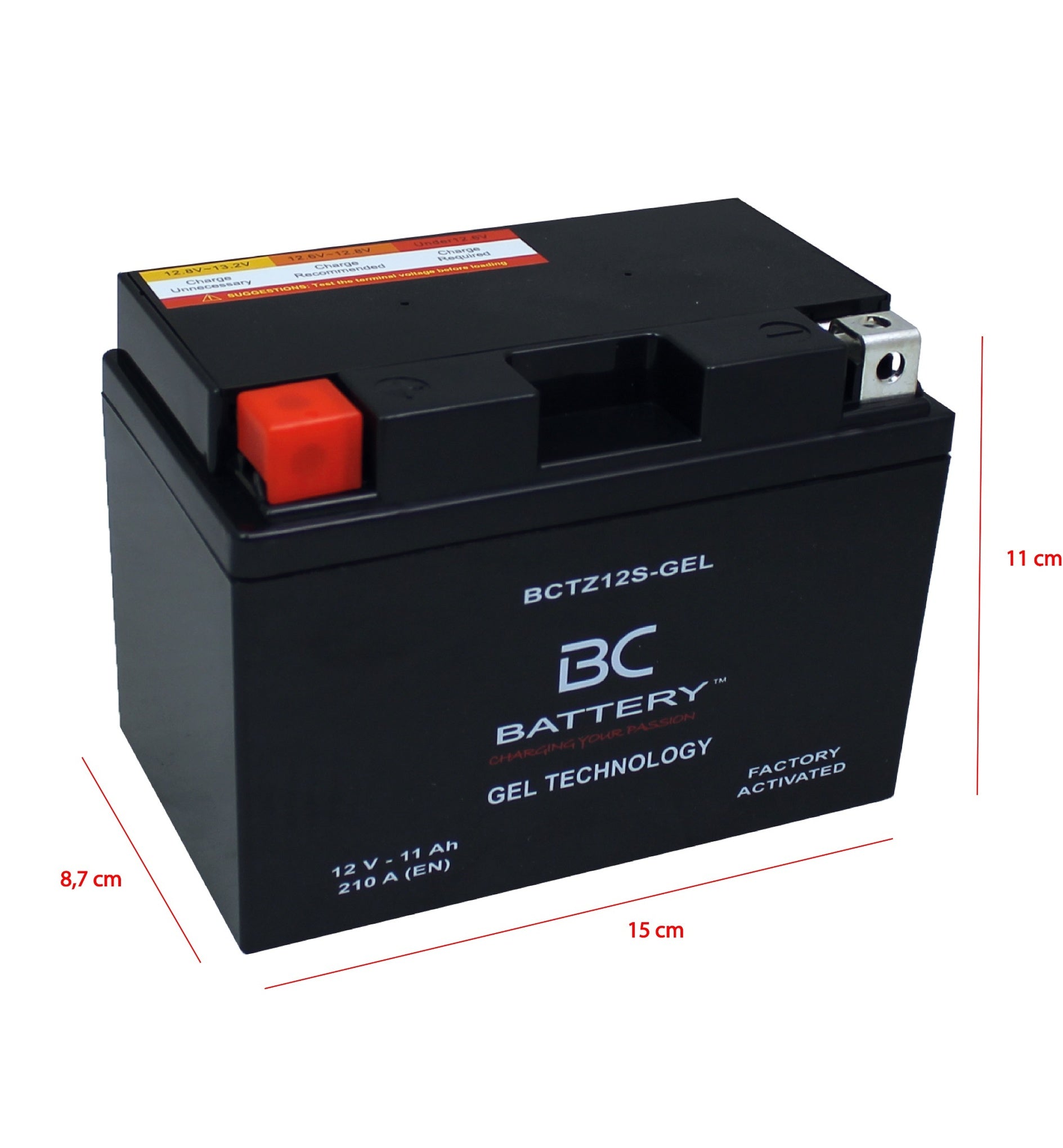 BCTZ12S-GEL| Batteria Moto al GEL, YTZ12S, 12V, 11Ah, CCA: 210Amp, 150x87x110mm - BC Battery Italian Official Website