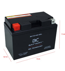 BCTZ14S-GEL| Batteria Moto al GEL,YTZ14S,12V, 11,2 Ah, CCA:230Amp, 150x87x110mm - BC Battery Italian Official Website