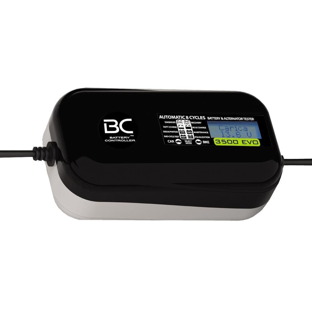 BC 3500 EVO DESIGN, 3.5 Amp / 1 Amp, Caricabatteria e Mantenitore Digitale/LCD, Tester di Batteria e Alternatore per tutte le batterie Auto e Moto 12V Piombo-Acido - BC Battery Italian Official Website