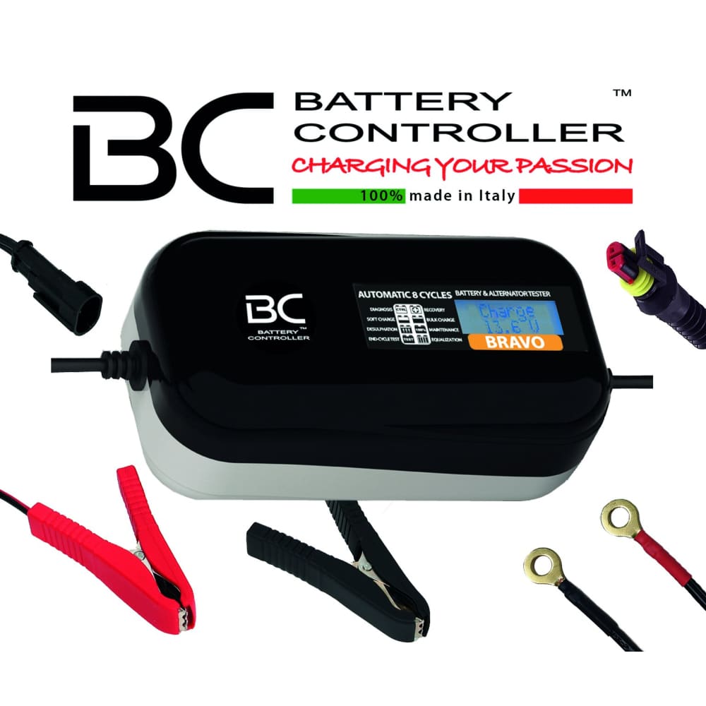 BC BRAVO 2000 DESIGN , 2 Amp, Caricabatteria e Mantenitore Digitale/LCD, Tester di Batteria e Alternatore per tutte le Batterie Auto e Moto 12V Piombo-Acido - BC Battery Italian Official Website