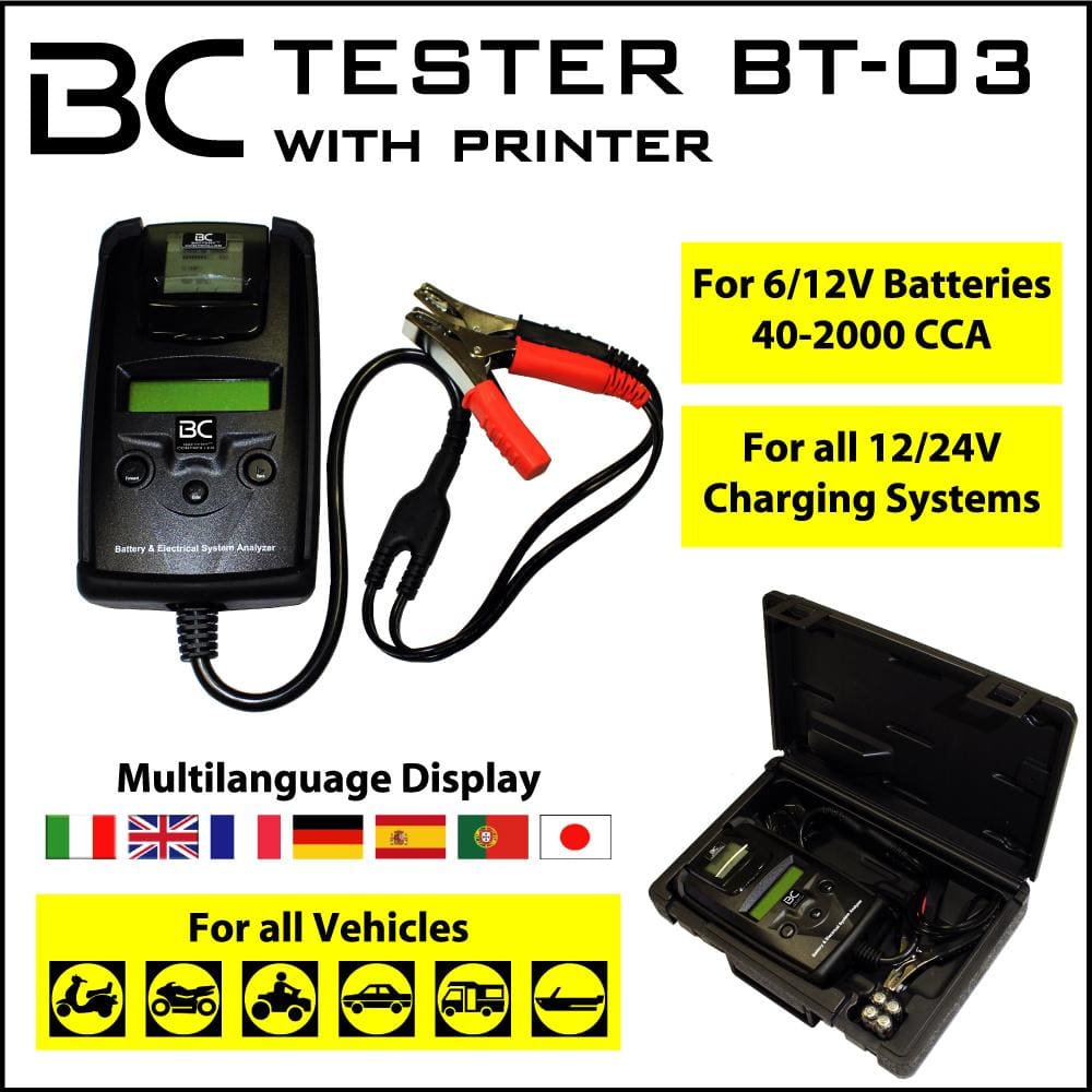 BC Tester BT-03 con Stampante - BC Battery Italian Official Website